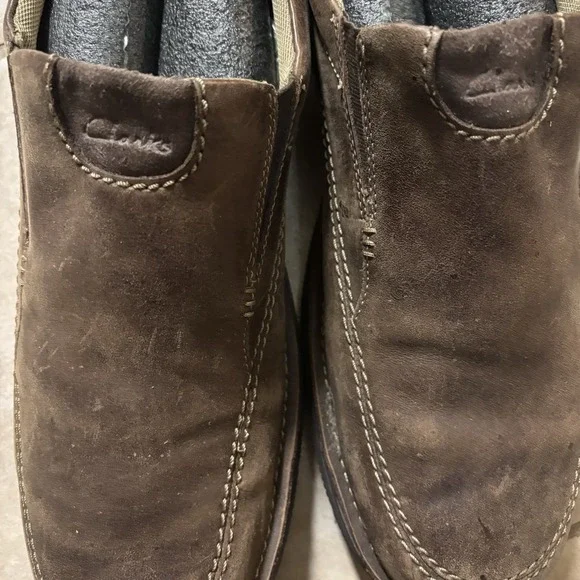 Clark's Men's Leather Slip On‎ Loafers Brown Size 13 Wide Dress Casual Shoes - Picture 3 of 5